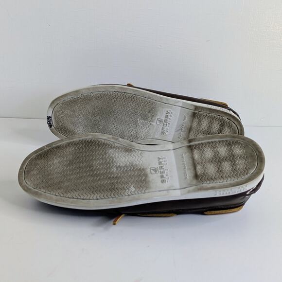 Sperry Boat Shoes EU 37.5 Brown Leather Original 2 Eye Lace Up Flats Round Toe - Picture 10 of 13